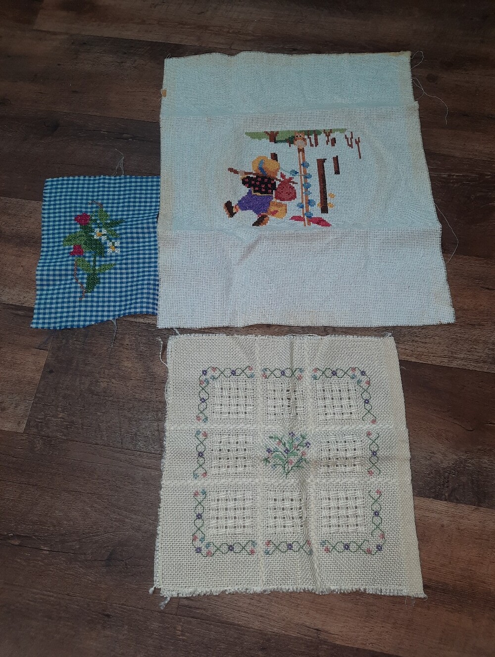 Hand Embroidered Cross Stitch Panels